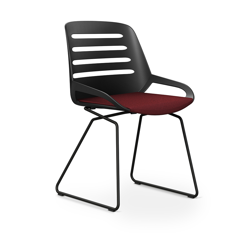 Aeris Numo Comfort Kufengestell Gestell schwarz  Sitzschale schwarz Bezug rot meliert 