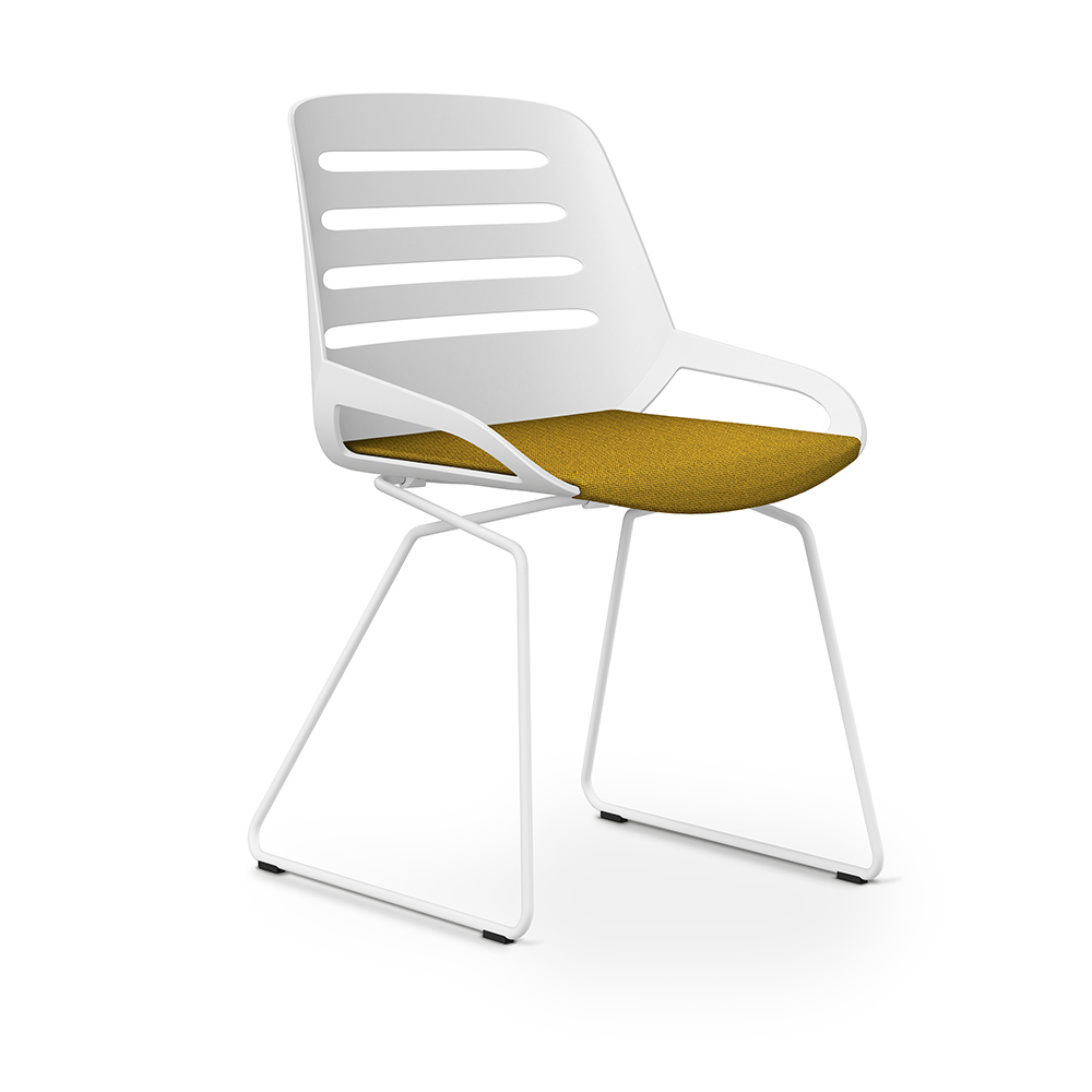 Aeris Numo Comfort Kufengestell Gestell weiß  Sitzschale weiß Bezug gelb meliert 