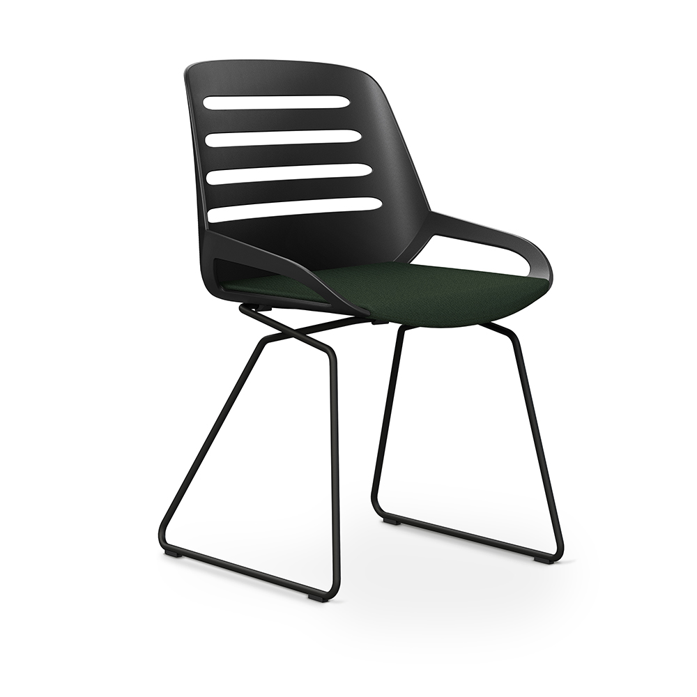 Aeris Numo Comfort Kufengestell Gestell schwarz  Sitzschale schwarz Bezug grün meliert 