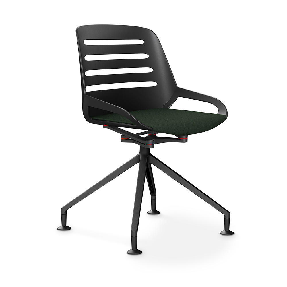 Aeris Numo Comfort Fußkreuz Gestell schwarz  Sitzschale schwarz Bezug grün meliert 