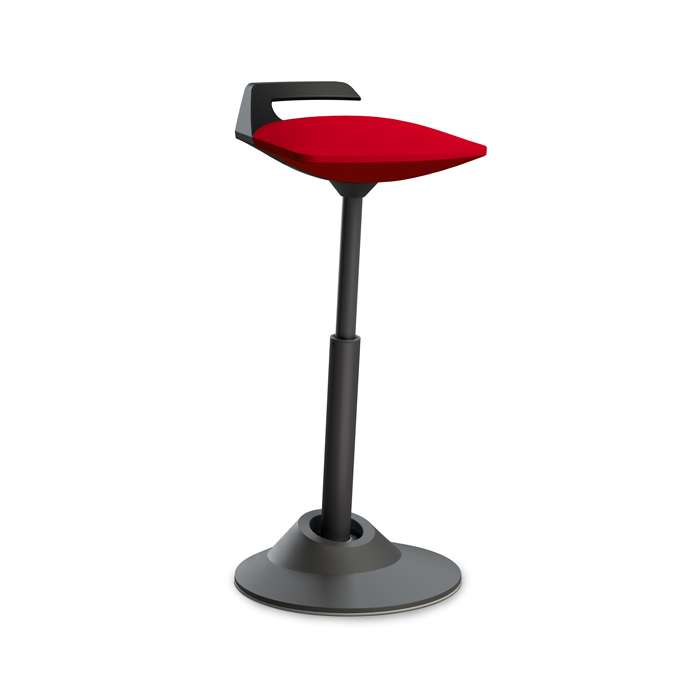 Muvman Stehsitz Standardhöhe mit schwarzem Gestell und rotem Wollbezug Select