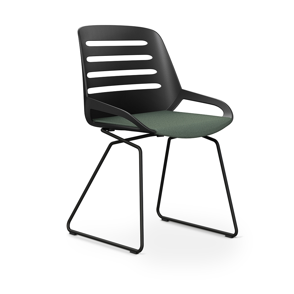 Aeris Numo Comfort Kufengestell Gestell schwarz  Sitzschale schwarz Bezug blassgrün meliert 